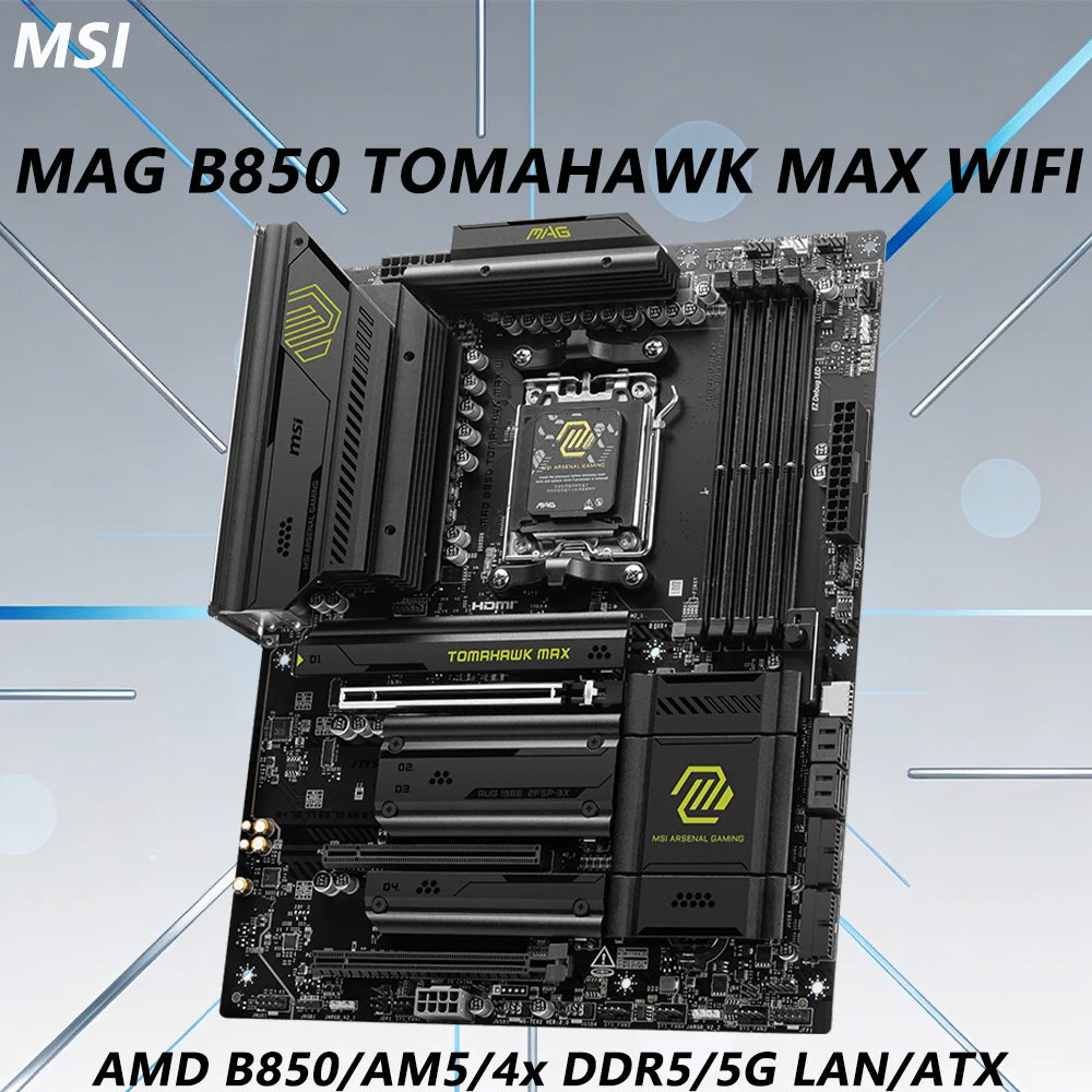 MSI MAG B850 TOMAHAWK MAX WIFI DDR5 Motherboard Support AM5 Ryzen 7 9800X3D 7 9700X 5 9600X 7 7800X3D CPU M.2 ATX 8126VB 5G LAN