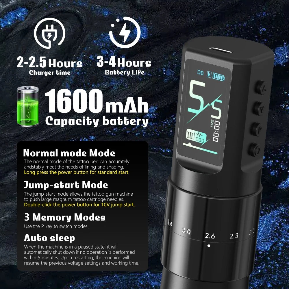 XNET Nebula Wireless Tattoo Machine Full Kit With Tattoo Printer 7 Strokes 1600mAh Battery Tattoo Set For Beginners for Tattoo
