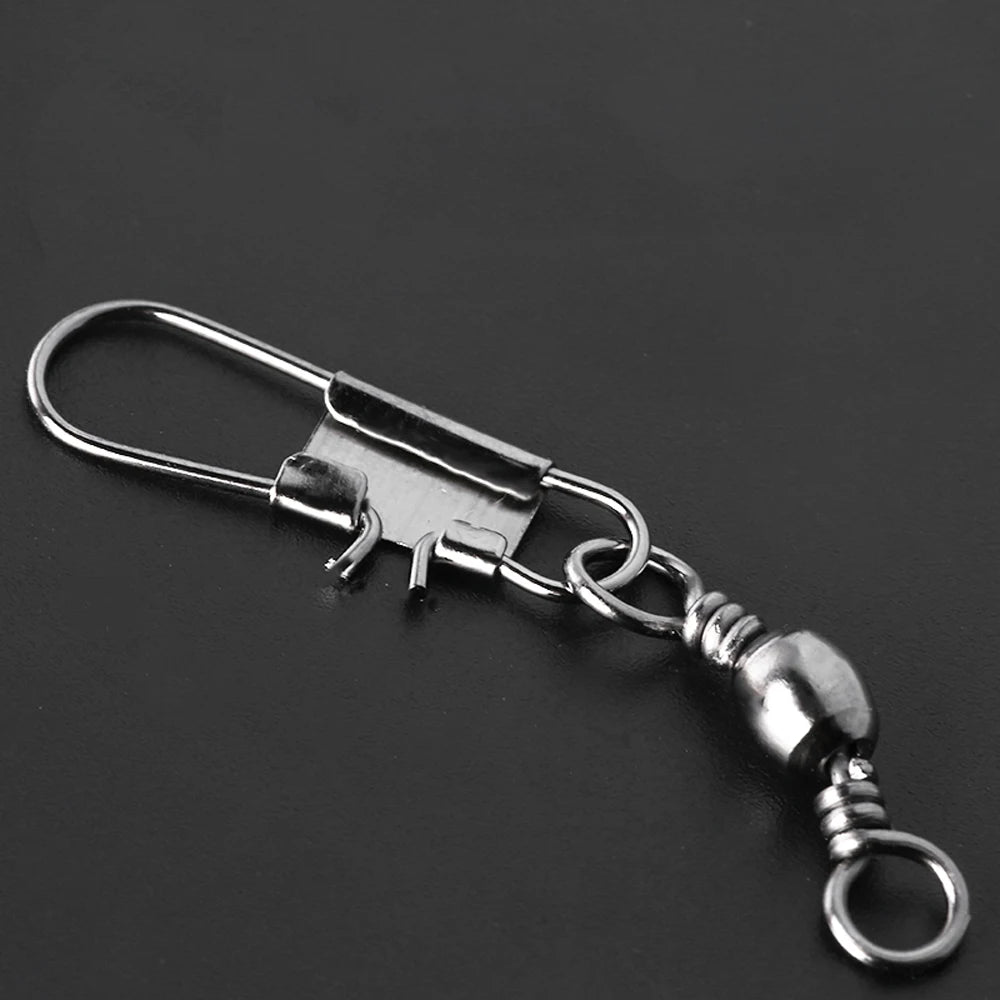 50/100pcs 4-12# Fishing Connector Pin Bearing Rolling Swivel Stainless Steel With Snap Fishhook Lure Tackle Accessorie