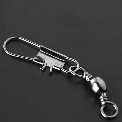 50/100pcs 4-12# Fishing Connector Pin Bearing Rolling Swivel Stainless Steel With Snap Fishhook Lure Tackle Accessorie