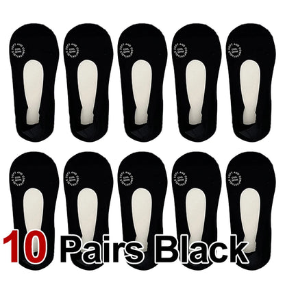 1/4/10 Pairs Women Breathable Mesh Invisible Socks Spring Summer Thin Soft Comfortable Silicone Anti Slip Cotton Casual Socks