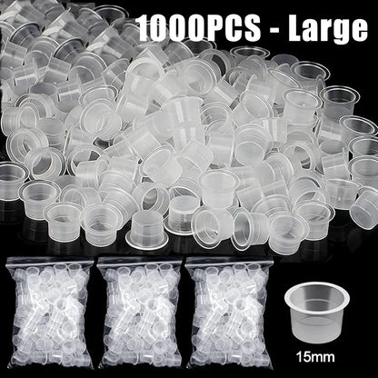 1000/100pcs Disposable Tattoo Ink Cups S/M/L Plastic Clear Holder Container Cap for Tattoo Pigment Permanent Makeup Accessories