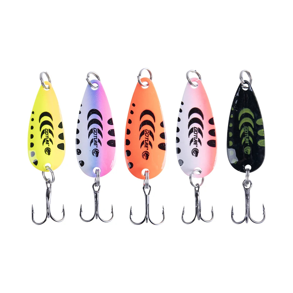 Goture 1PCS/LOT 2g/3.15g Colored S-shaped Glitter Metal Jig Spoon Spinner Fishing Lure Wobbler Bait Set Fishing Tackle