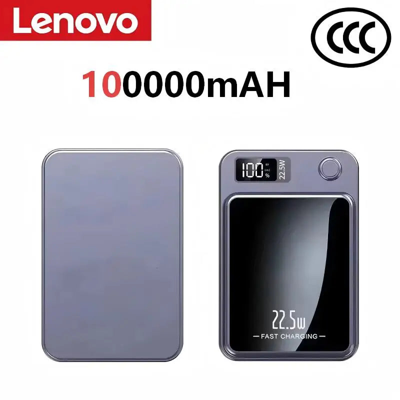 Lenovo New 500000mAh Magnetic Wireless Power Bank Super Fast Charging LED Display Digital for MagSafe For iPhone Huawei Xiaomi