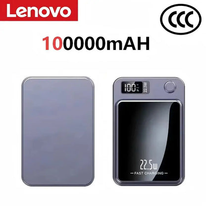 Lenovo New 500000mAh Magnetic Wireless Power Bank Super Fast Charging LED Display Digital for MagSafe For iPhone Huawei Xiaomi