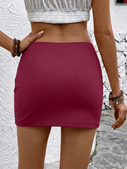 Women's High Waist Mini Bodycon Skirt with Built-in Safety Shorts Stretchy Soft Pencil Short for Club Party Casual Slim Fit
