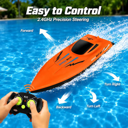 2.4G Remote Control Speed Boat for Kids – Fast Electric RC Boat Toy with Dual Motor, Waterproof Model for Pool & Outdoor Play