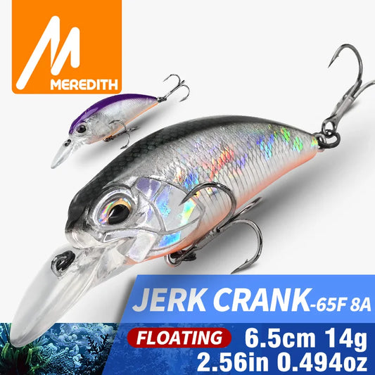 MEREDITH JERK CRANK M65 Floating 14g Hot Model Fishing Lure Hard Bait 11Color Wobbler Crank Quality Professional Depth 2.0-2.5m