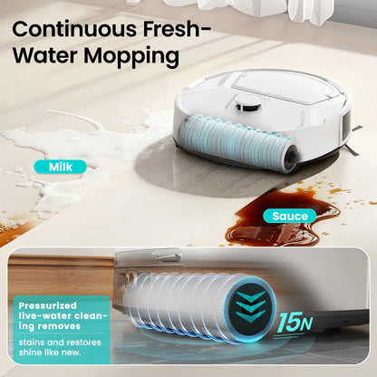 Lefant M265 Robot Vacuum Cleaner and Mop, 20,000Pa Suction, 800ml Dustbin, 28cm Mini Roller Robot Vacuum with Instant Automatic Cleaning, 5G WiFi/APP/Alexa