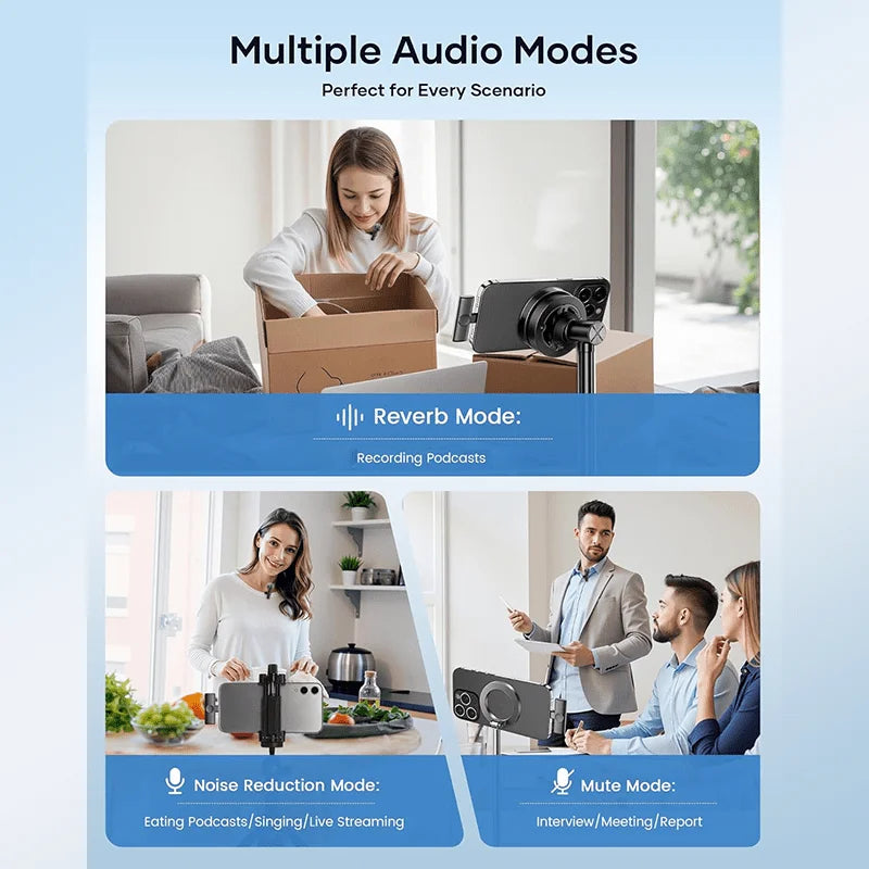Wireless Lavalier Microphone USB C Mini Microphone with Noise Cancellation For iPhone17 16 15 Lapel Mic for Video Recording Vlog