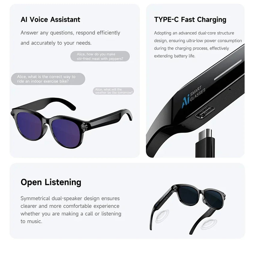 Xiaomi Smart AI Glasses 800W Shooting Camera HD Photo Video Voice Call Translation Waterproof Bluetooth AI Motorcycle Glasses
