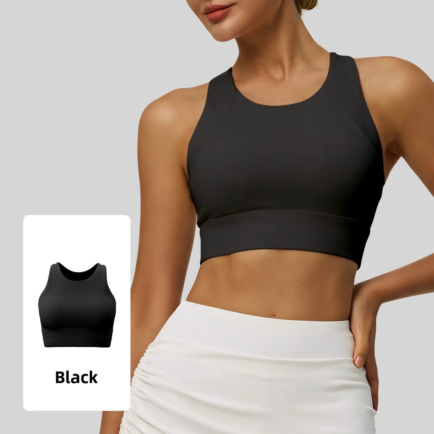 Dam Sport-BH Yoga Linne – Halterneck Inbyggda Kuddar Högintensiv StötDämpning Tennis, 5 Färger S–XXL