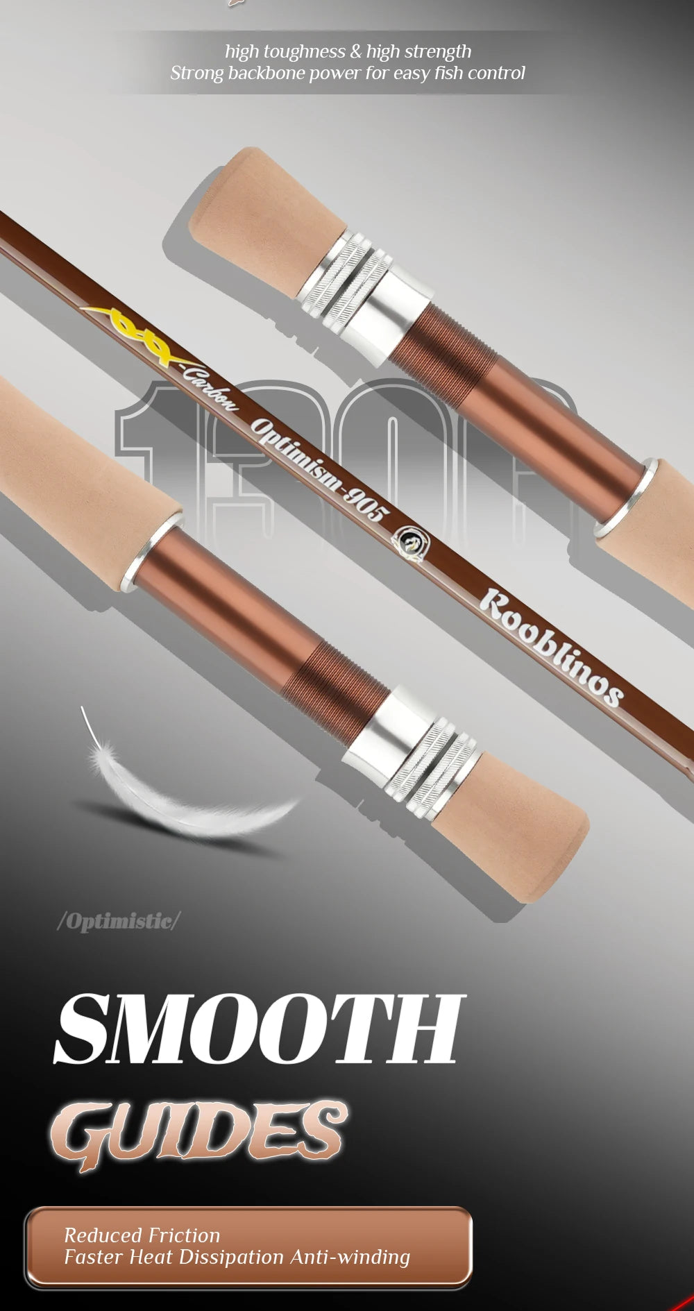 ROOBLINOS Flugfiskespö 4/5wt 9ft (2,7m) – Ultralätt Kolfiber Fast Action Sötvatten 2026