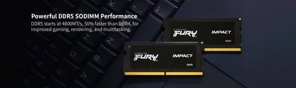 Kingston FURY Impact DDR5 Memory Laptop RAM 8GB 16GB 32GB Non-ECC SODIMM Memoria 4800MHz 5200MHz 5600MHz Computer Notebook RAM