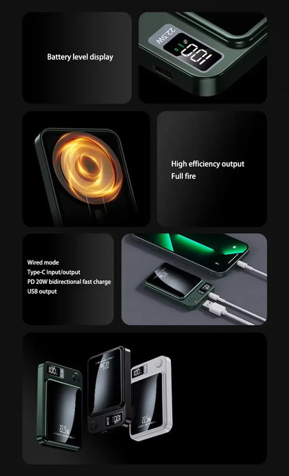 Lenovo New 500000mAh Magnetic Wireless Power Bank Super Fast Charging LED Display Digital for MagSafe For iPhone Huawei Xiaomi