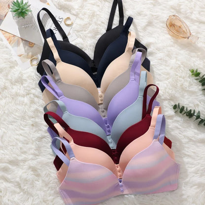 Ice Silk Seamless Wireless Bra Women Push Up Comfort Underwear 3/4 Cup Deep V Neck Daily Lingerie Bralette Plus Size