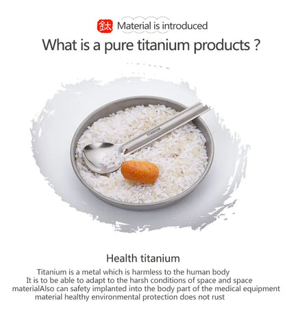 Tiartisan Titaniumsked & Spork – Ultralättviktig 15g, Långt Handtag, Frostad/Polerad, Camping