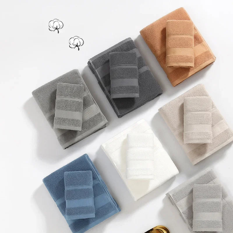 2pcs/Set Cotton Towels For Adults Towel Set Soft Bath Highly Absorbent Face Towel Comfortable Bathroom Shower Bath Towel Set