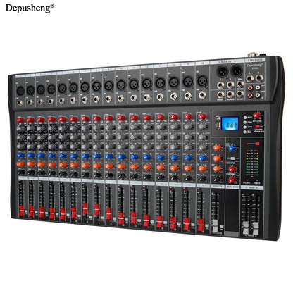 6/8/12/16 Channel Depusheng Audio Mixer Professional  Sound Board DJ Mixing Console System Interface USB MP3 Input Bluetooth 48V