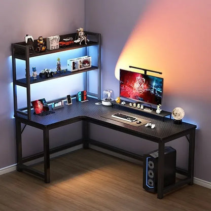 Corner Gaming Table Computer Desk Double Desktop for Home Student Bedroom Small Apartment Space Saving Workstation