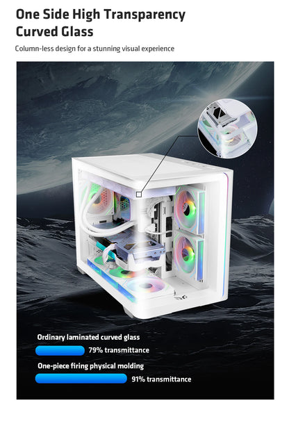 Yeah magic BIFROST PC Case argb*3 M-ATX ITX Sea View Room Side Transparent Desktop Chassis Diy pc game DIY pc case