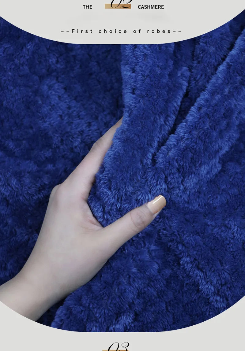 Female Autumn and Winter Warm Long Coral Velvet Thick Couple Bath Bathrobes Men Women Pajamas Shower Robe Bath Towels For Adults