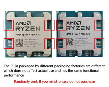 AMD Ryzen 7 7800X3D Gaming CPU Processor 8-Cores 16-Thread GHz 120W TDP 100-00000910 R7 7800x3d Desktop Computer Accessories No Fan