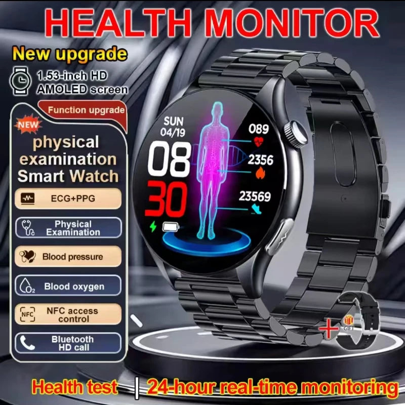 Sapphire Smartklocka 2026 – NFC, ECG+PPG, Blodsyre, Urinsyra, Blodtryck, 1,56" AMOLED, iPhone & Android
