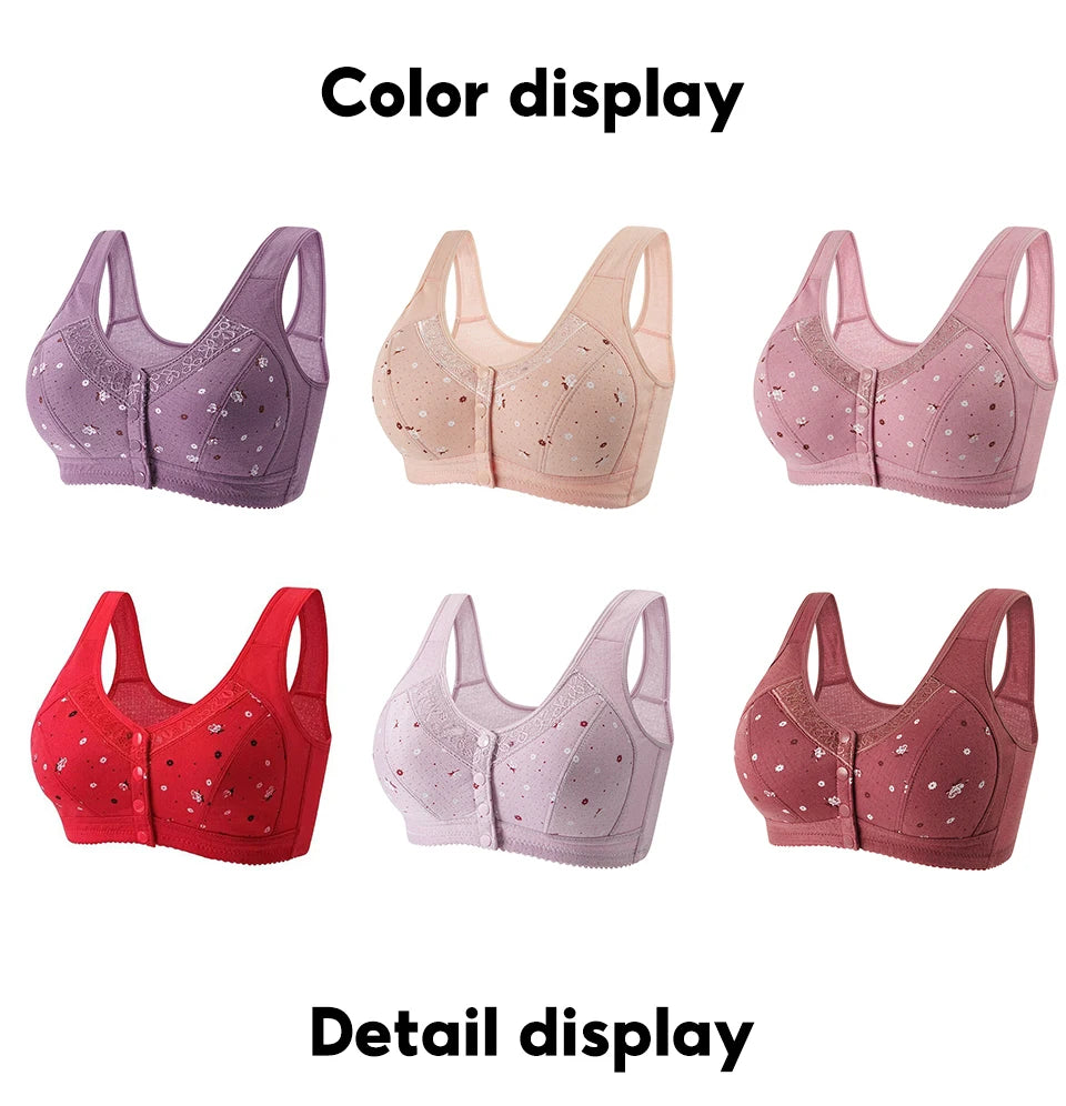 FallSweet 3Pcs/Set Front Closure Bra for Women Plus Size Bras Seamless Wireless Bralette Lace Brassiere Sexy Ladies Lingerie