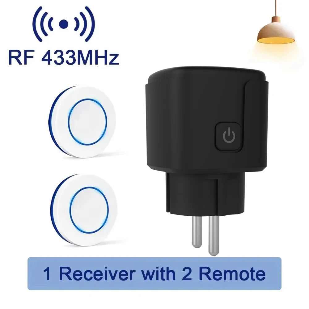 Trådlös RF 433MHz Fjärrstyrd Väggkontakt – 16A/3000W, 220V/110V, Smart Hemkontroll