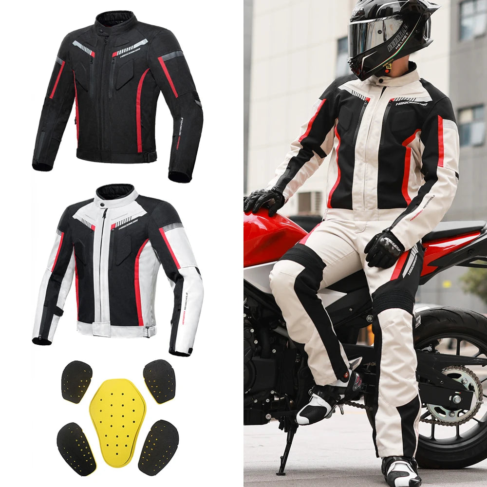 Men's Motorcycle Jackets Anti-fall Wear-resistant Motorbike Jacket With 5pcs Protector Motocross Racing Clothing Protection