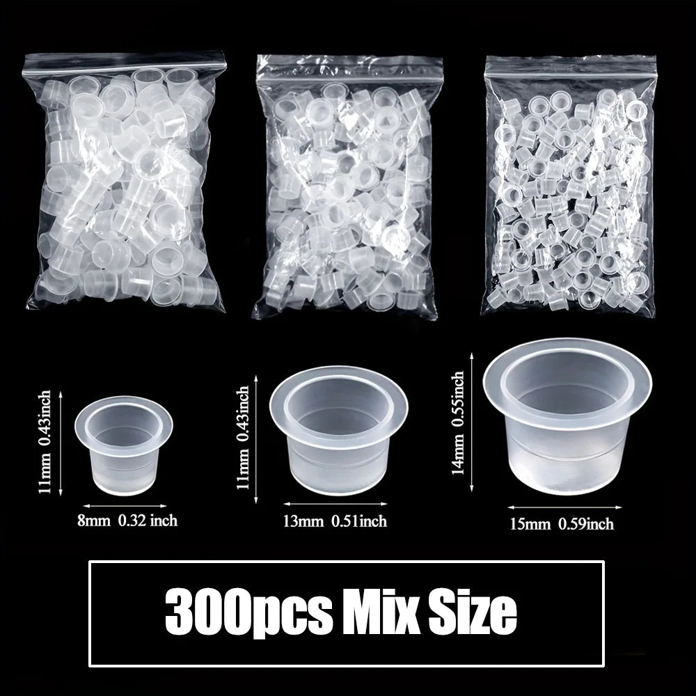 1000/100pcs Disposable Tattoo Ink Cups S/M/L Plastic Clear Holder Container Cap for Tattoo Pigment Permanent Makeup Accessories