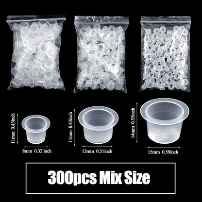 1000/100pcs Disposable Tattoo Ink Cups S/M/L Plastic Clear Holder Container Cap for Tattoo Pigment Permanent Makeup Accessories