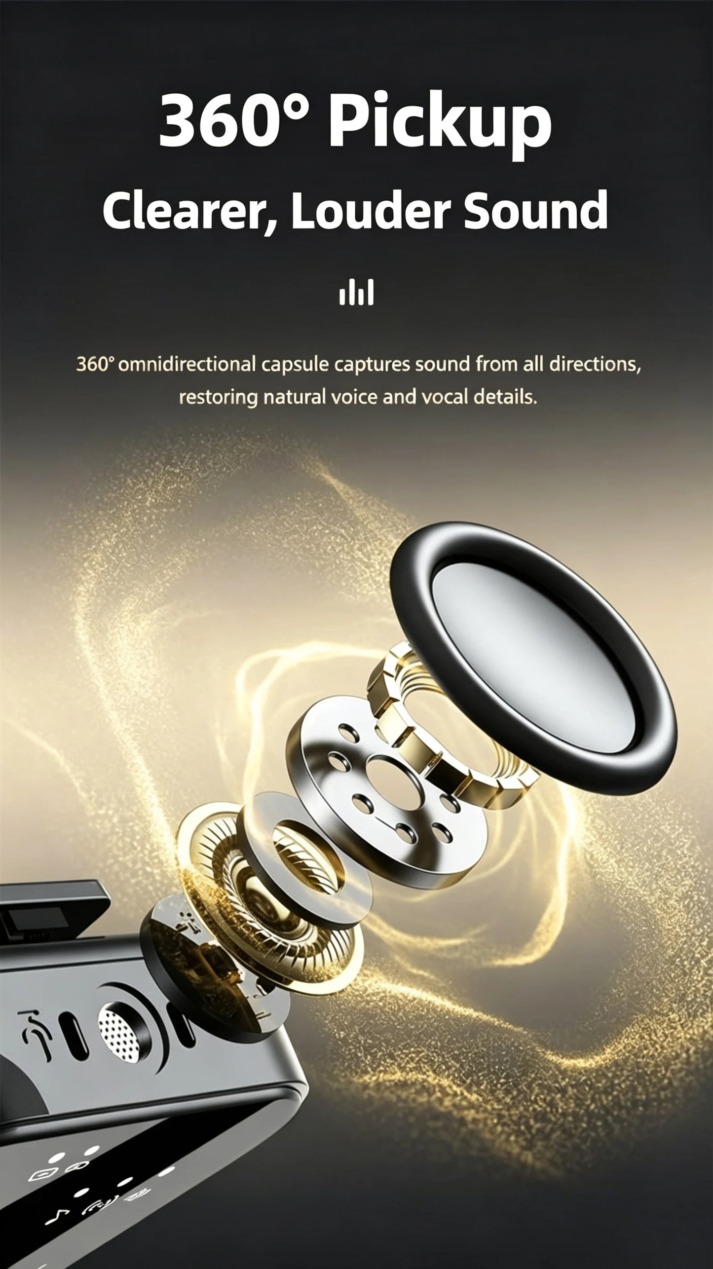 KEBIDUMEI 3 in 1 Wireless Lavalier Microphone Dual Noise Reduction Mini 1 to 2 Mic for Living Broadcast Gaming Video Recording