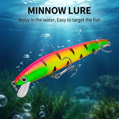 20PCS Suspending Jerkbait Minnow Lures – Slow Sinking Hard Bait with Treble Hooks for Bass Musky Zander Freshwater Saltwater