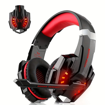 Gaming Headset G9000 Over-Ear – 3,5mm + USB LED-belysning Mikrofon Aktiv Brusreducering Stereo PC PS5 Blå Röd Vit Svart