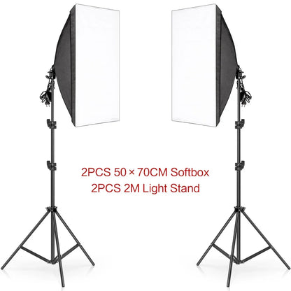 SH 1pc-3Pcs Photography 50x70CM Softbox Lighting Kits Professional Light System With E27 Photographic Bulbs Photo Studio