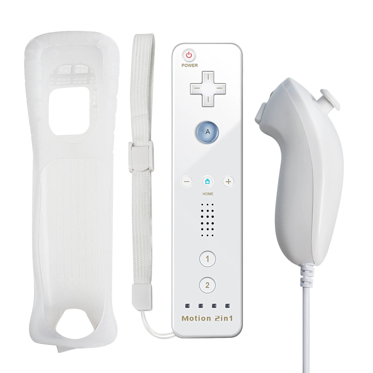 Nintendo Wii Trådlös Handkontroll 2-i-1 – Med/Utan MotionPlus, Silikonskål, Bluetooth, Wii/Wii U/Wii Mini