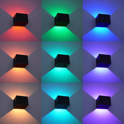 RGB LED Vägglampa 3W – Fjärrstyrd, Upp & Ner Ljus, Aluminium, Inomhus, Svart/Vit