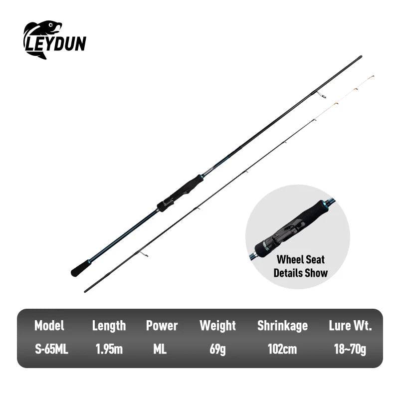 LEYDUN SHARKRY  Boat Tip Run Rod Pattern Squid Fishing Rod ML Solid Tip Ultra Light Carbon Reel seat FUJI Guide Spinning Rods