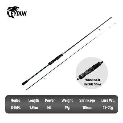 LEYDUN SHARKRY  Boat Tip Run Rod Pattern Squid Fishing Rod ML Solid Tip Ultra Light Carbon Reel seat FUJI Guide Spinning Rods