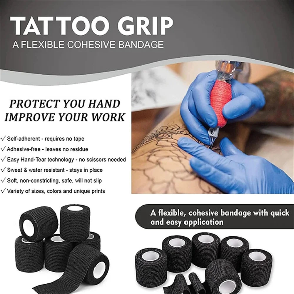 3.8CM/1.52in Tattoo Grip Tape Non-woven Tattoo Bandage Cover Wraps Waterproof Self Adhesive Finger Protection Tattoo Accessories
