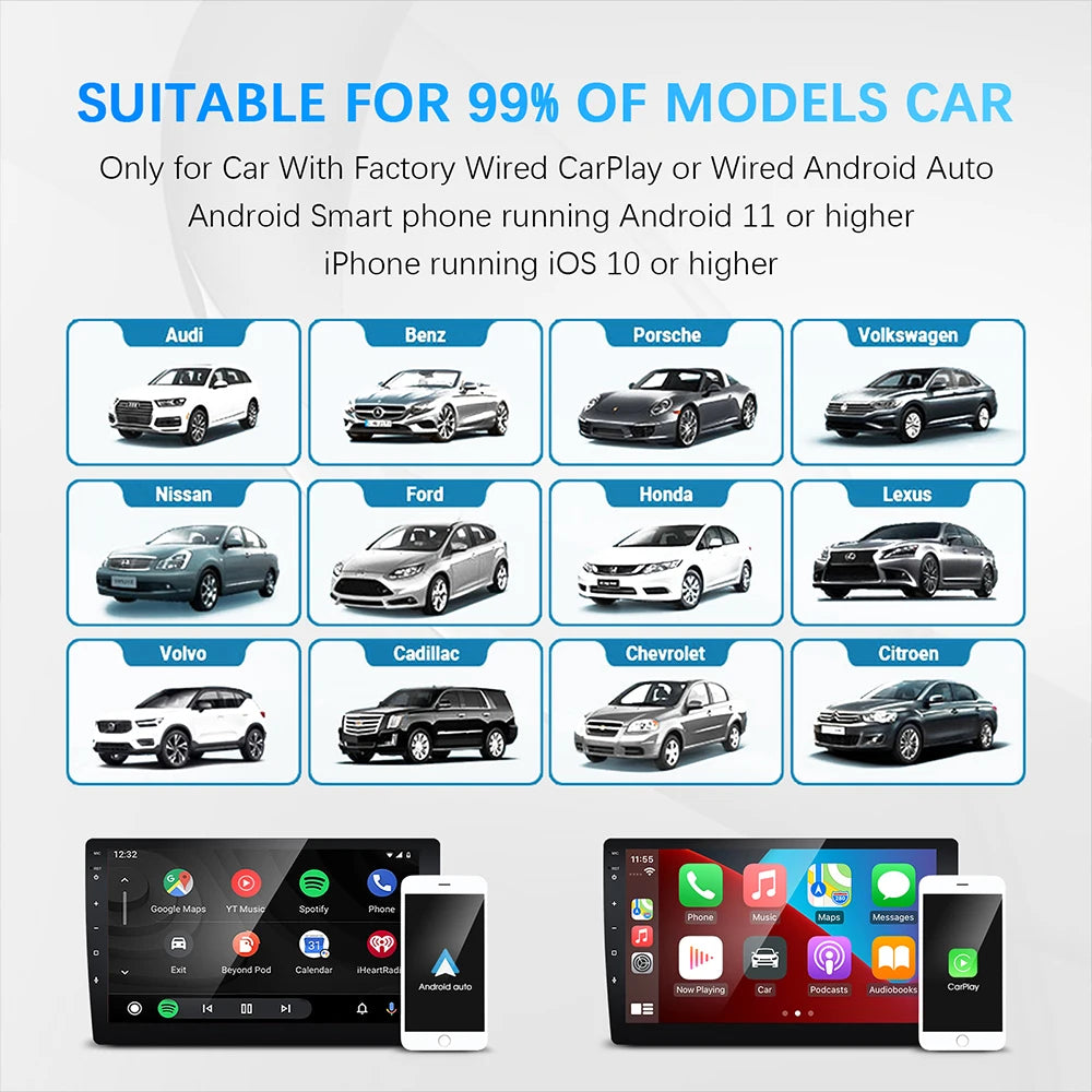 2026 Anyfar 2 in 1 Wireless CarPlay Adapter&Android Auto Wireless Adapter 5Ghz WiFi USB Plug Play CarPlay Wireless