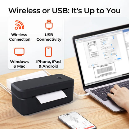 Marklife X4 Termisk Etikettskrivare – 4x6" Fraktetiketter Bluetooth Automatisk Igenkänning 110mm Vit Svart EU US UK 2026