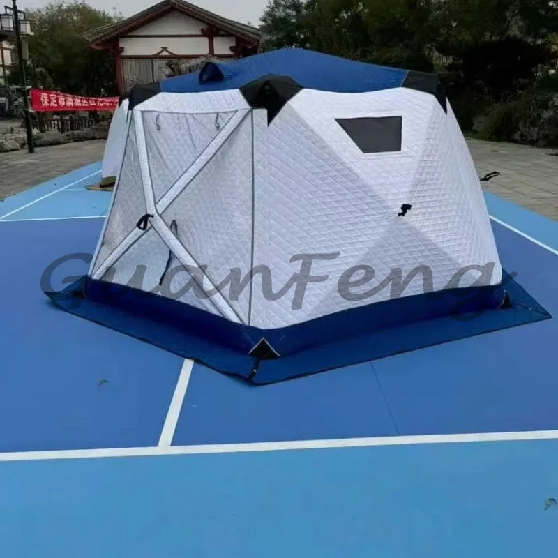 Fully Automatic Winter Ice Fishing Tent with Chimney Hole, Transparent Window, Quick Opening, Portable