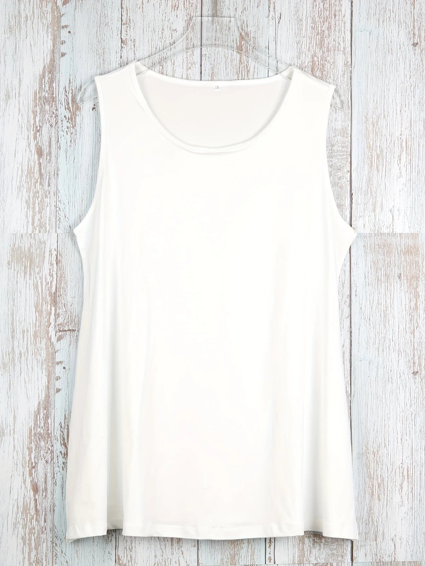 Plus Size Simple Solid Tank Top Casual Crew Neck Sleeveless Tank Top For Summer Women's Plus Size Clothing