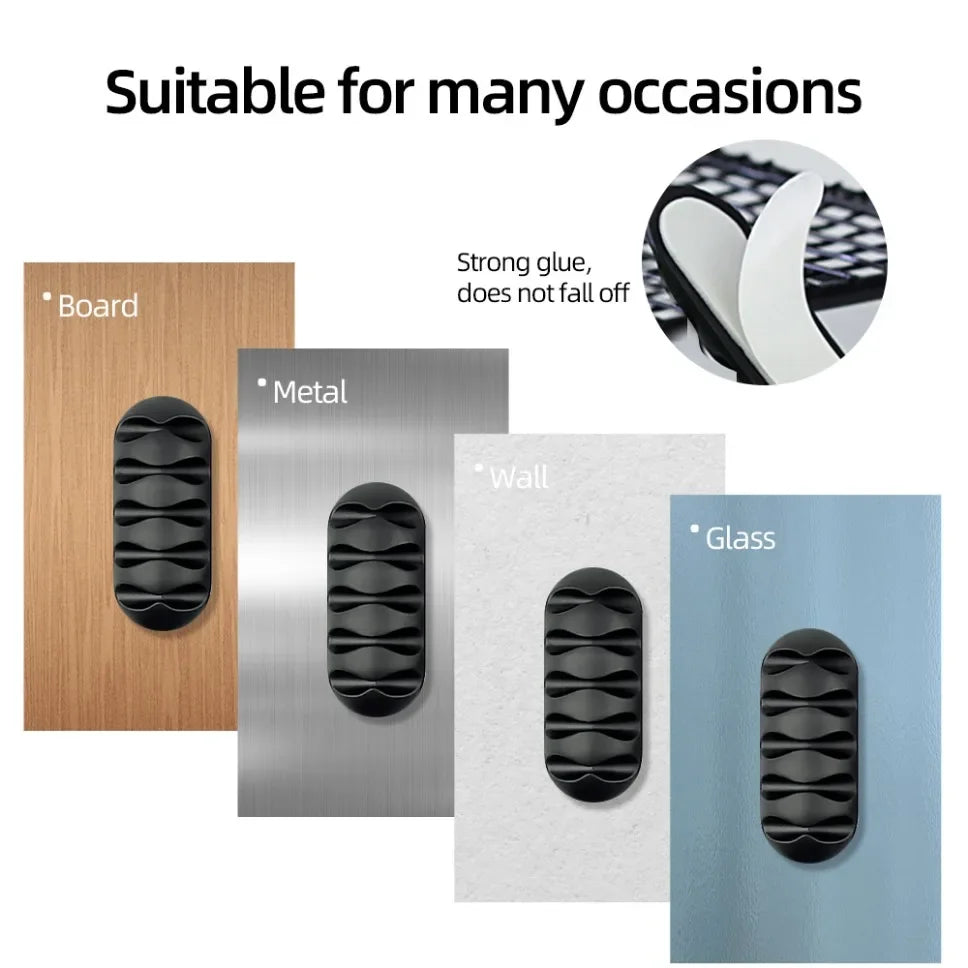 10-pack kabelhållare i silikon – flexibel kabelorganisering