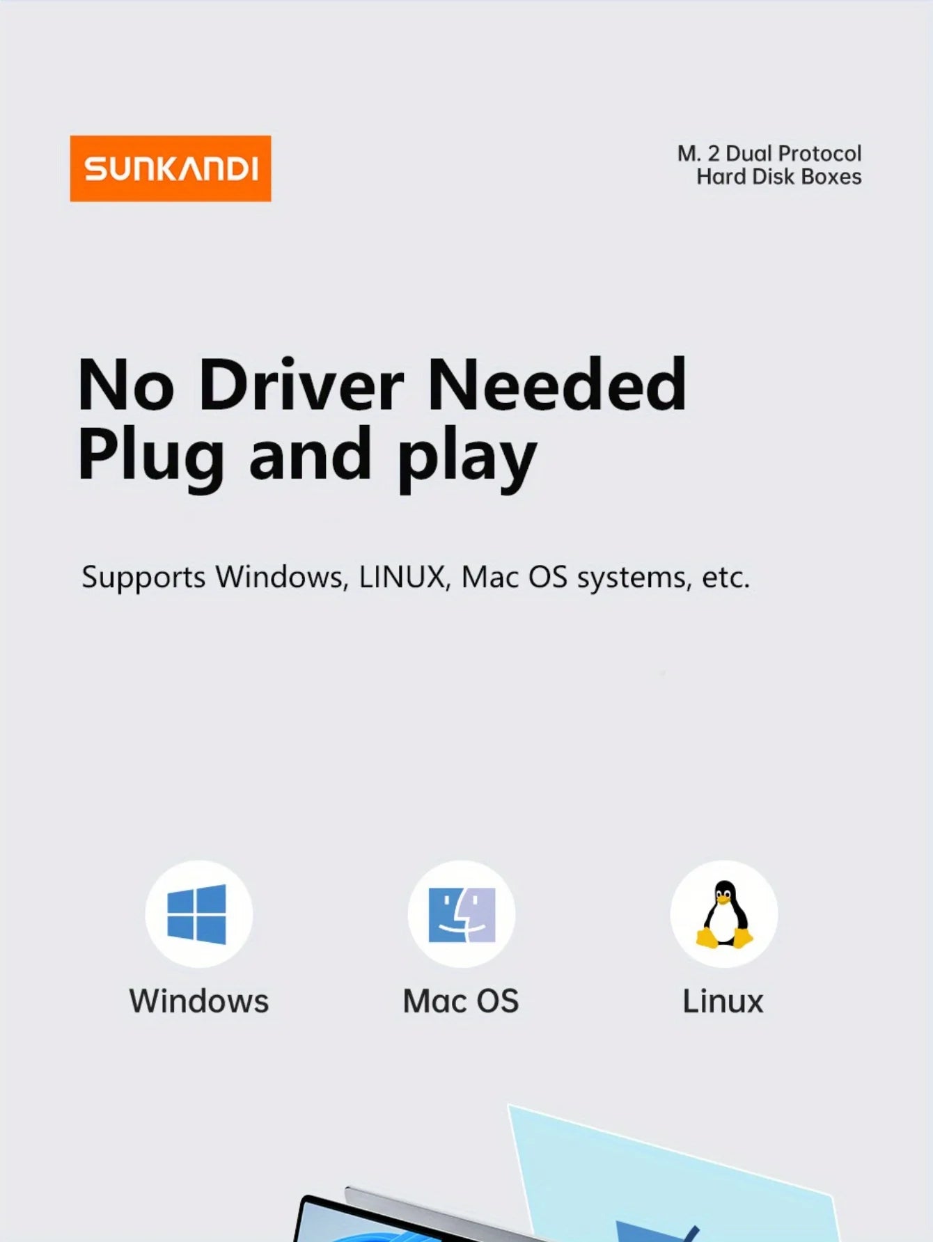 SUNKANDI M.2 NVME SATA SSD Enclosure Adapter, USB C 3.1 Gen 2 (10 Gbps) To M.2 PCIe NVMe and SATA SSDs Support for SSDs 2230