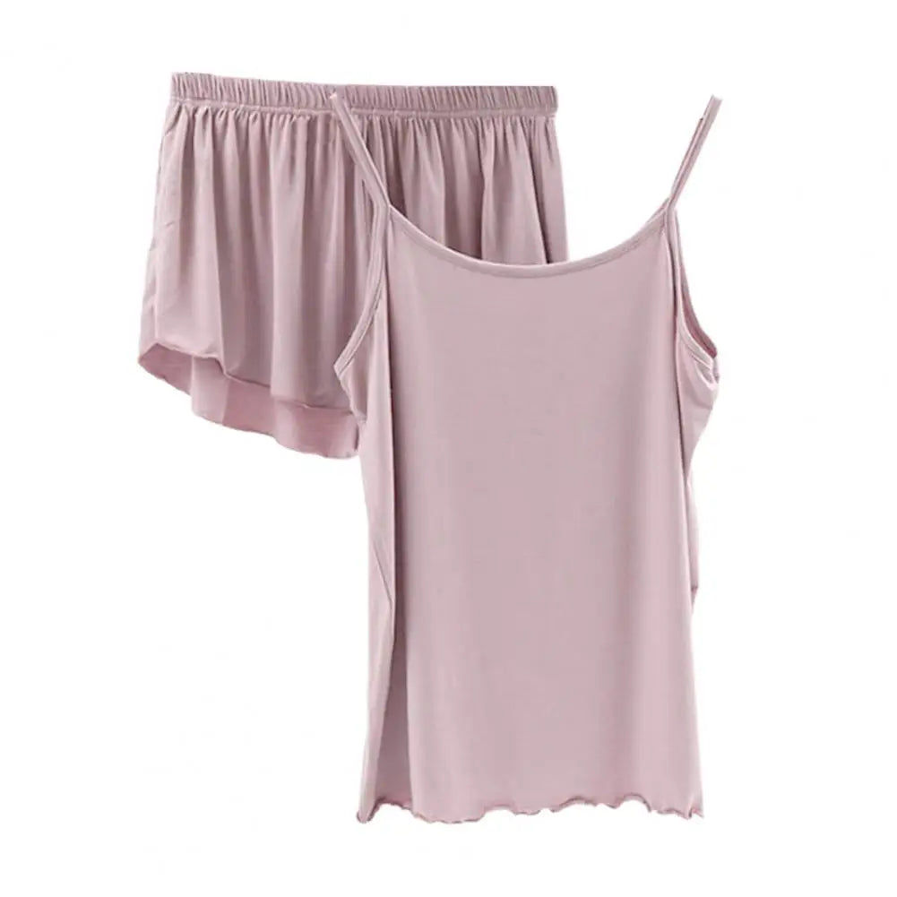 SANWOOD pyjamasset dam med ärmlöst linne och shorts – M–3XL