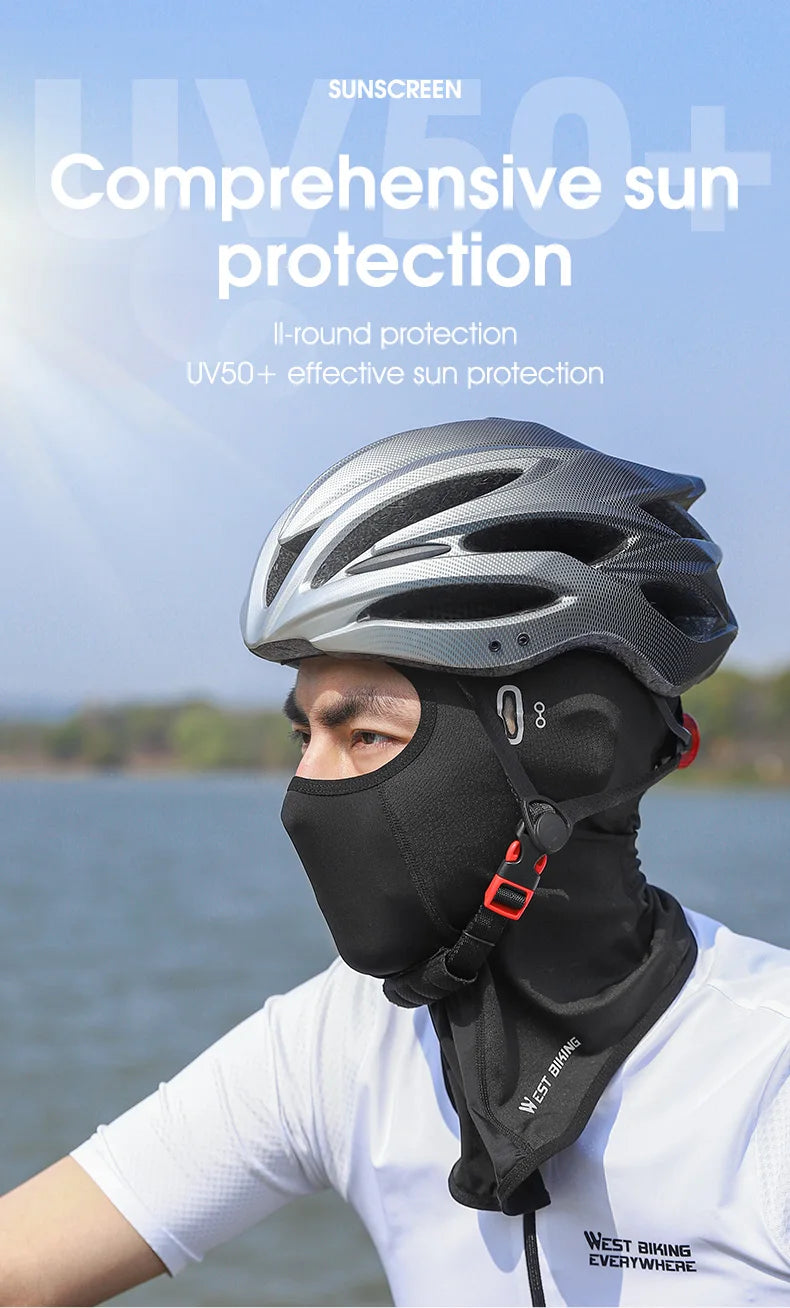 WEST BIKING Cool Men's Hat Summer Anti-UV Full Face Cover Motorcycle Balaclava Ice Silk Breathable Bike Helmet Mask Cycling Caps